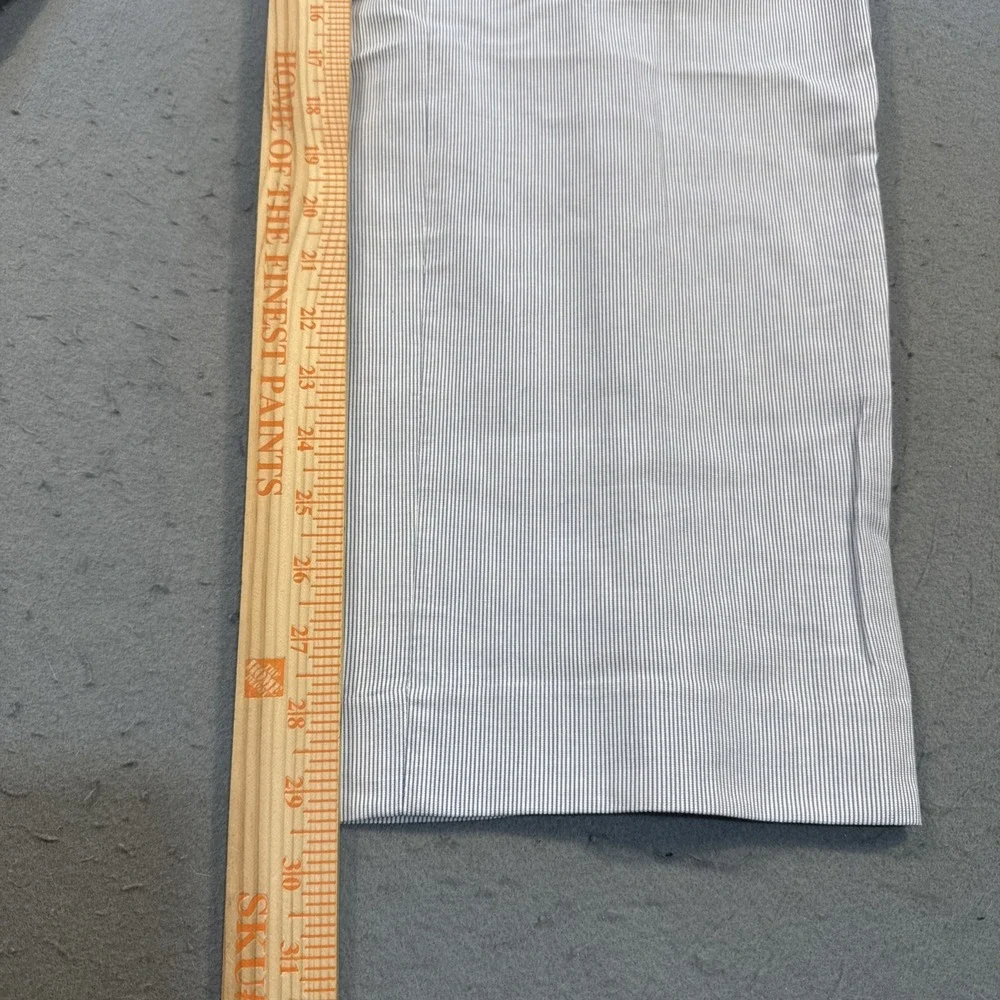 Alan Flusser Seersucker Pants Mens 36 X 30 White Blue Striped Chino Casual